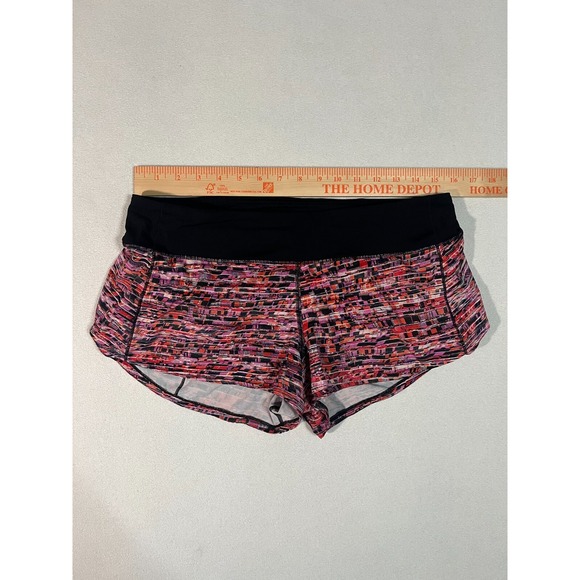 Lululemon Speed It Up Shorts Orange Pink Black Womens Size 8 Gym Running Active - Picture 6 of 7